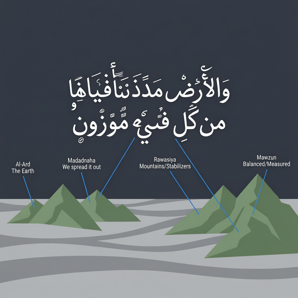 الآية الأكثر استشهادًا لدعم الادعاء بأن القرآن يعلم أن الأرض مسطحة هي 15:19.